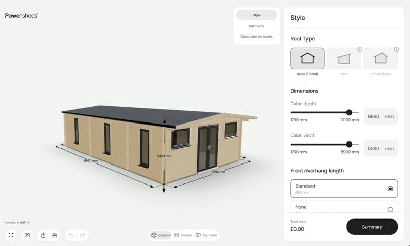 3D Wood Cabin Configurator