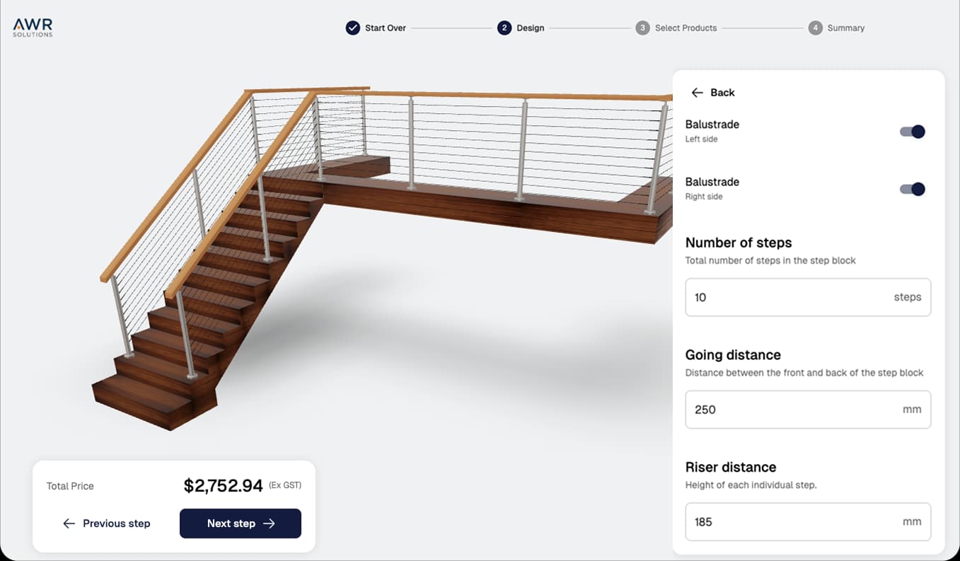 3D Railing System Configurator