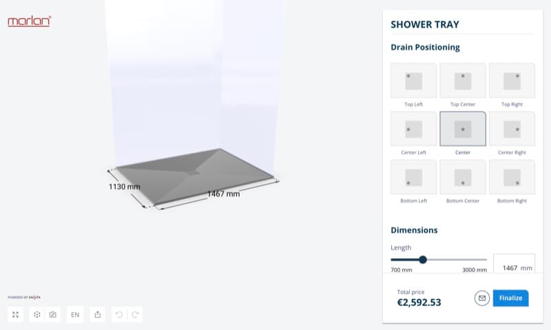 3D Shower Tray Configurator