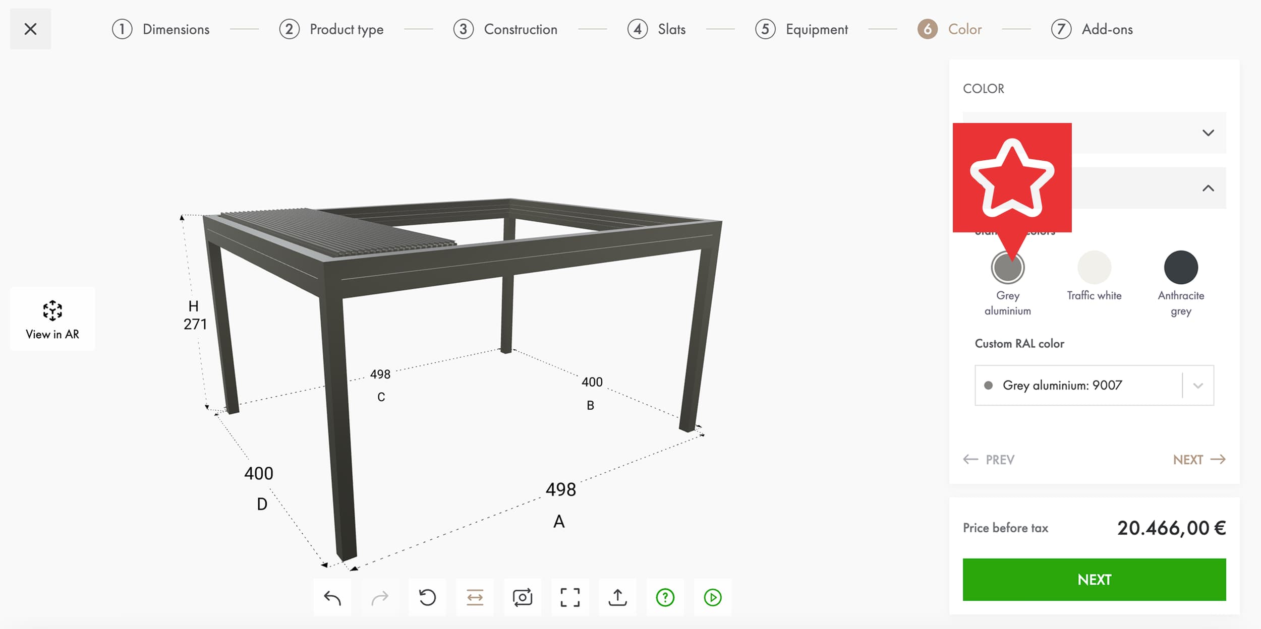 Pergola configurator
