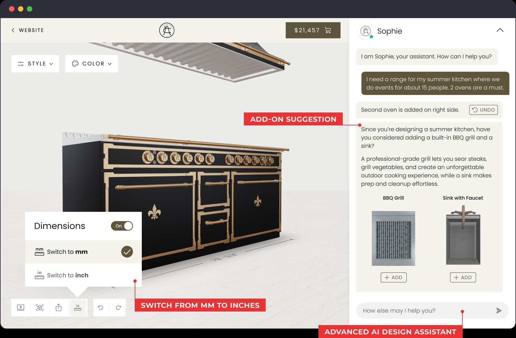 L'Atelier 3D configurator with AI assistant