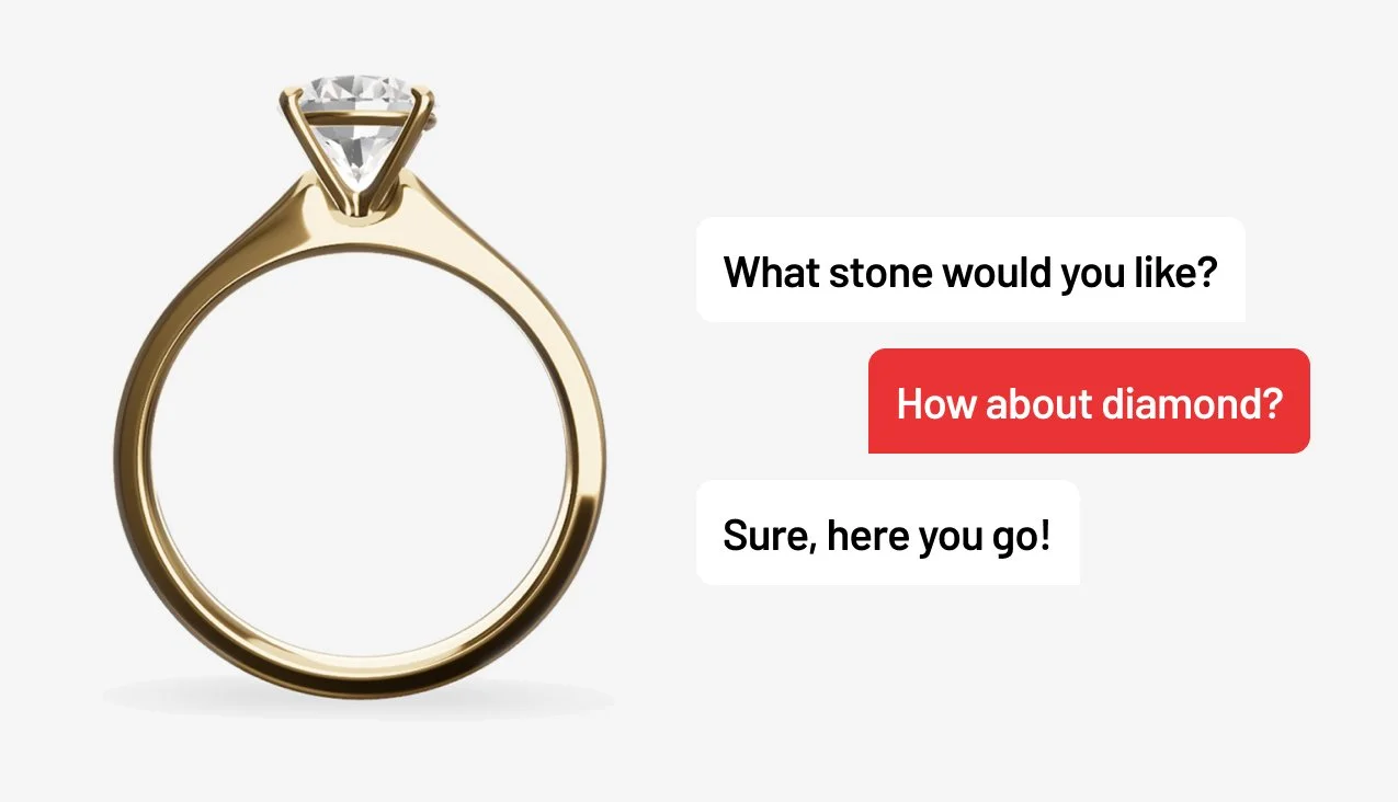 Custom text engraving on jewelry