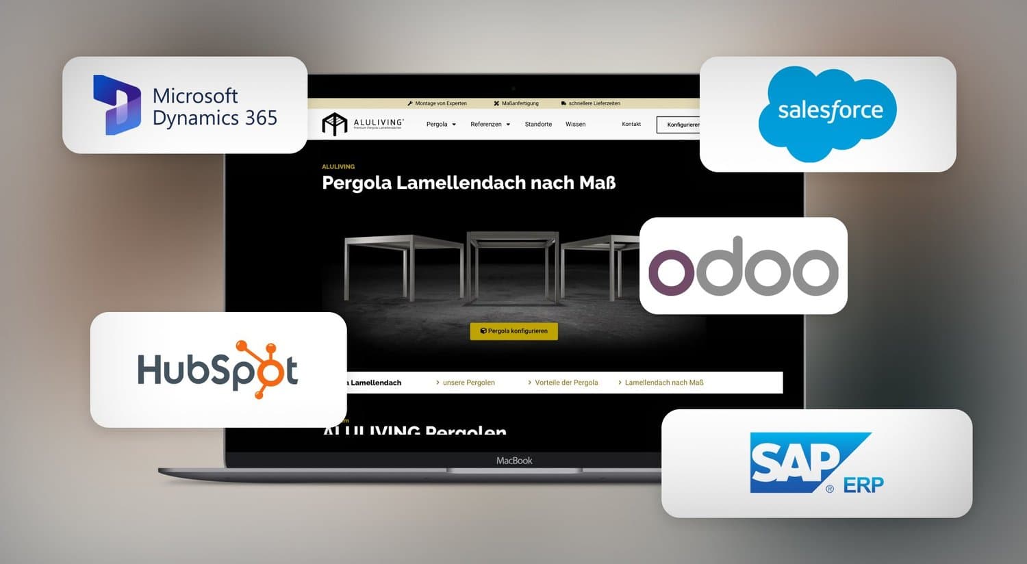 ERP and CRM integration for pergola configurator