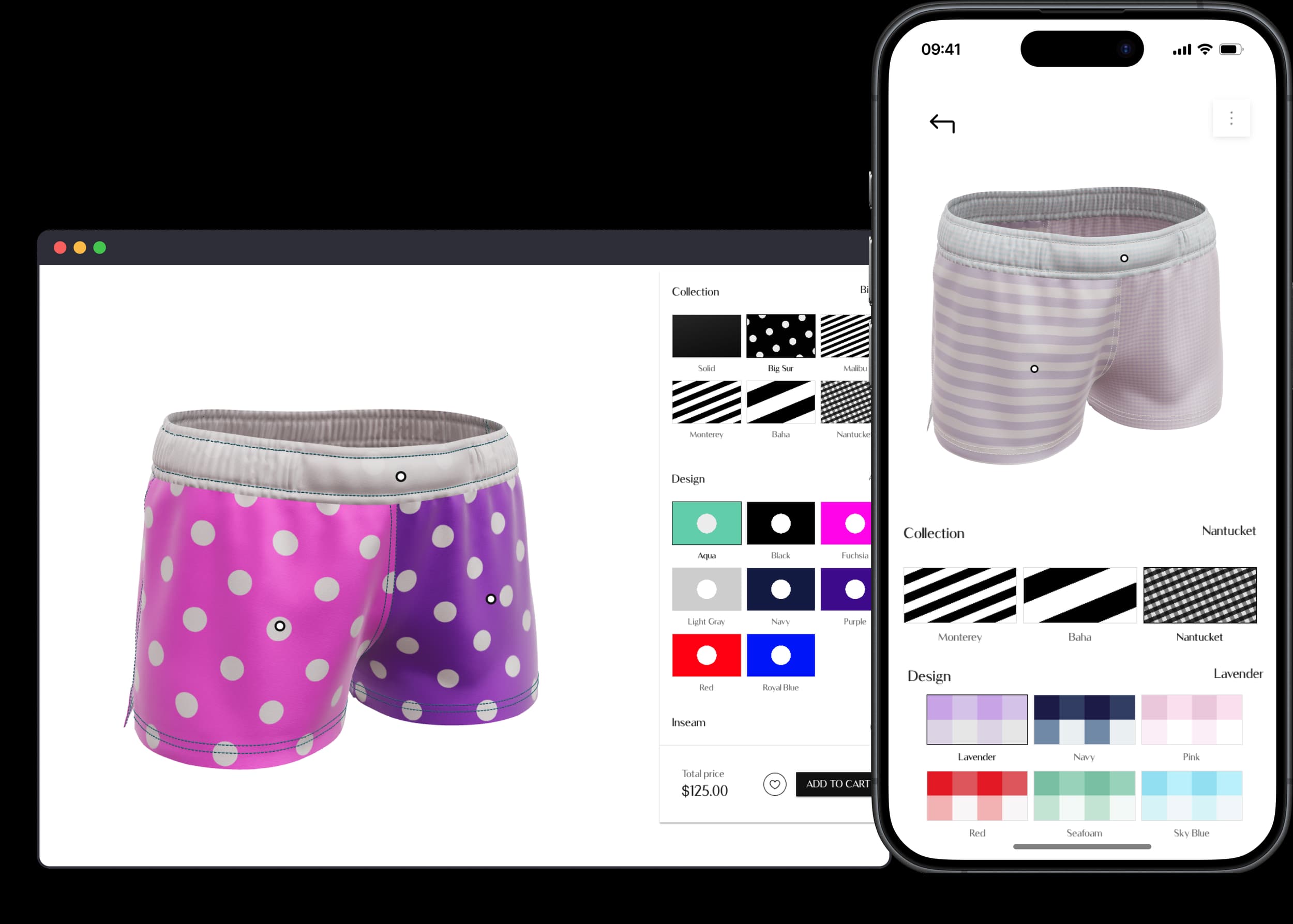 Sunlife Beachwear configurator shown on desktop and mobile devices
