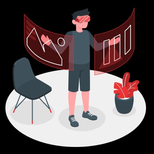 Illustration of AR project visualization in industrial settings