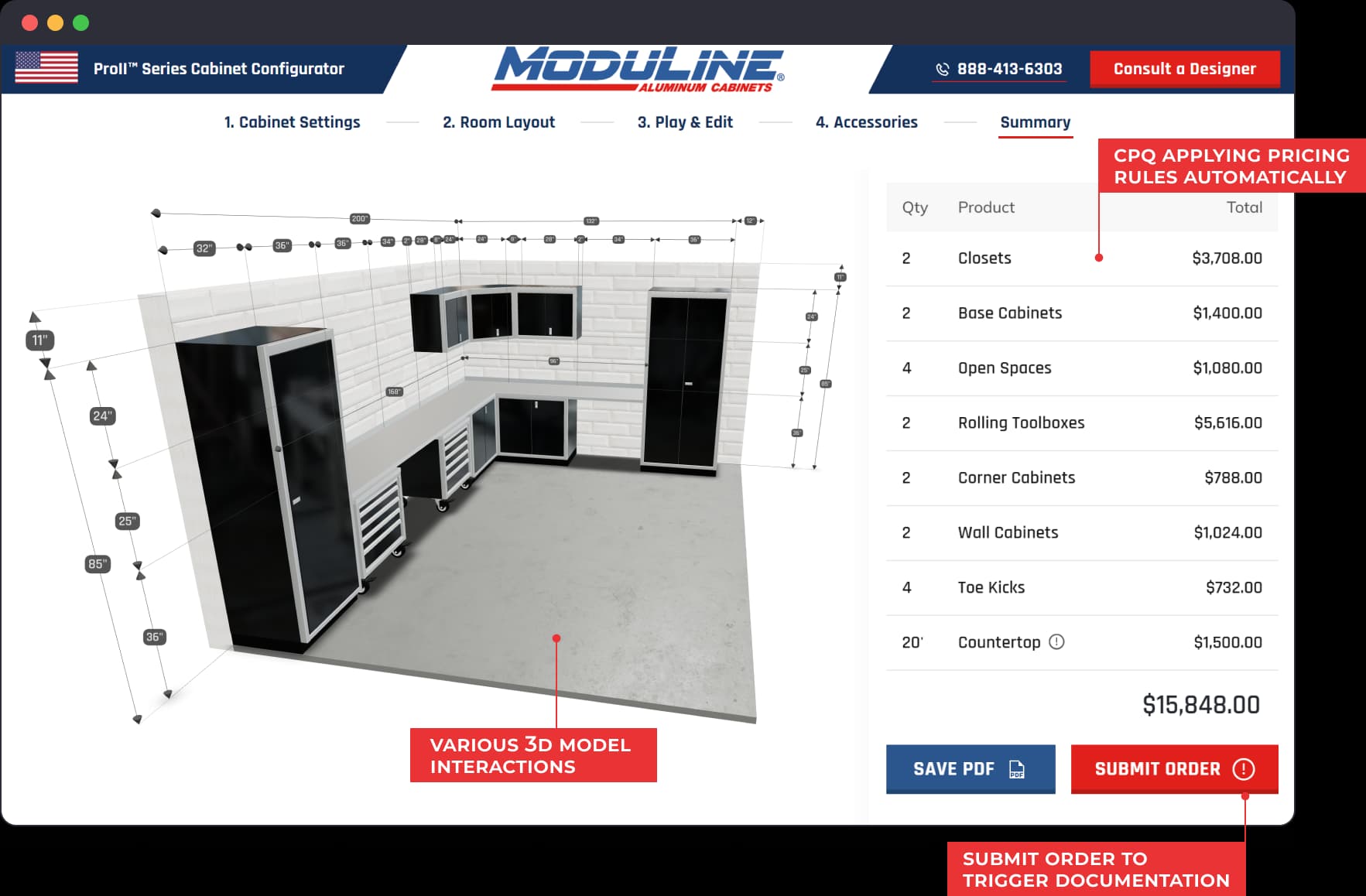 Moduline 3D Configurator with tooltips