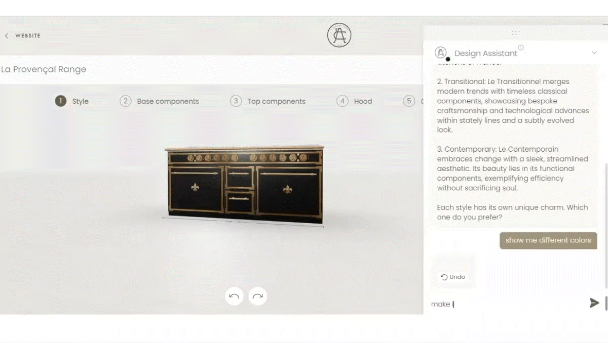 AI-powered 3D configurator animated demo